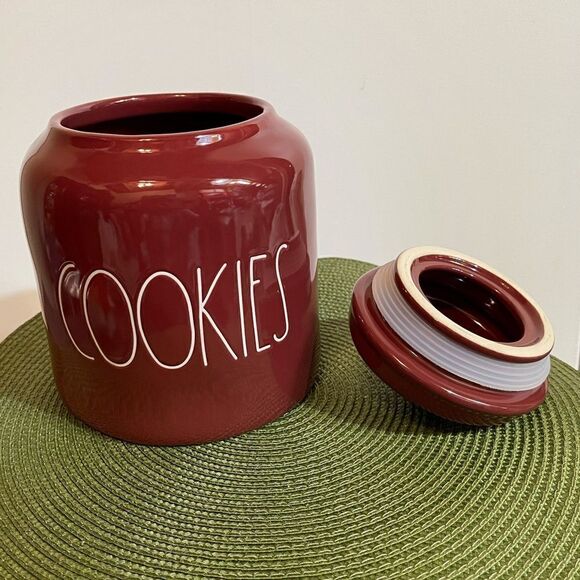 Rae Dunn ceramic Burgundy “Cookies” cookie jar NWOT - Picture 6 of 9
